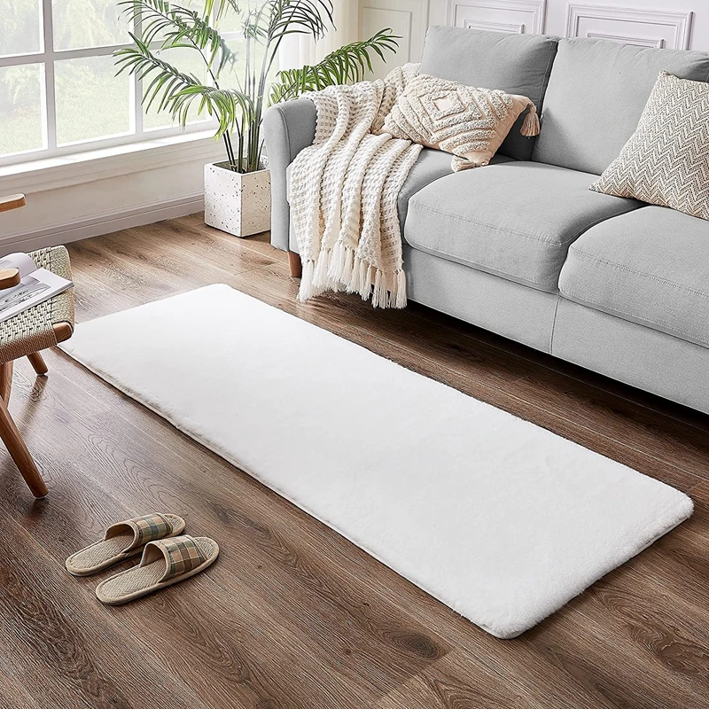 

Inyahome Furry White Faux Rabbit Fur Bedroom Rug Fluffy Carpet For Living Room Nordic Children's Mat Shaggy Window Sill Cushion
