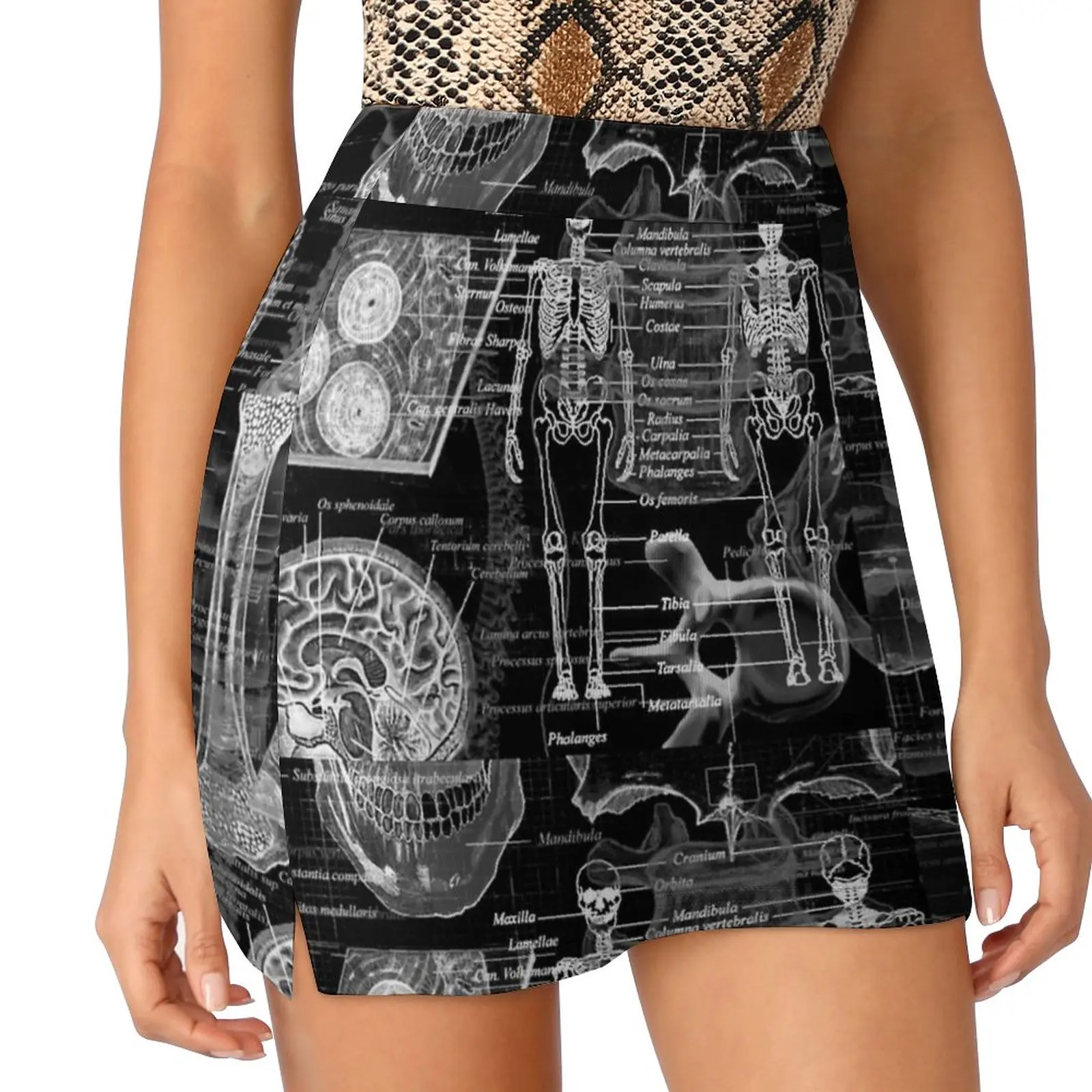 Skeleton X-Ray Women's skirt Sport Skort Skirt With Pocket Fashion Korean Style Skirt 4Xl Skirts Skeleton X Ray Black White