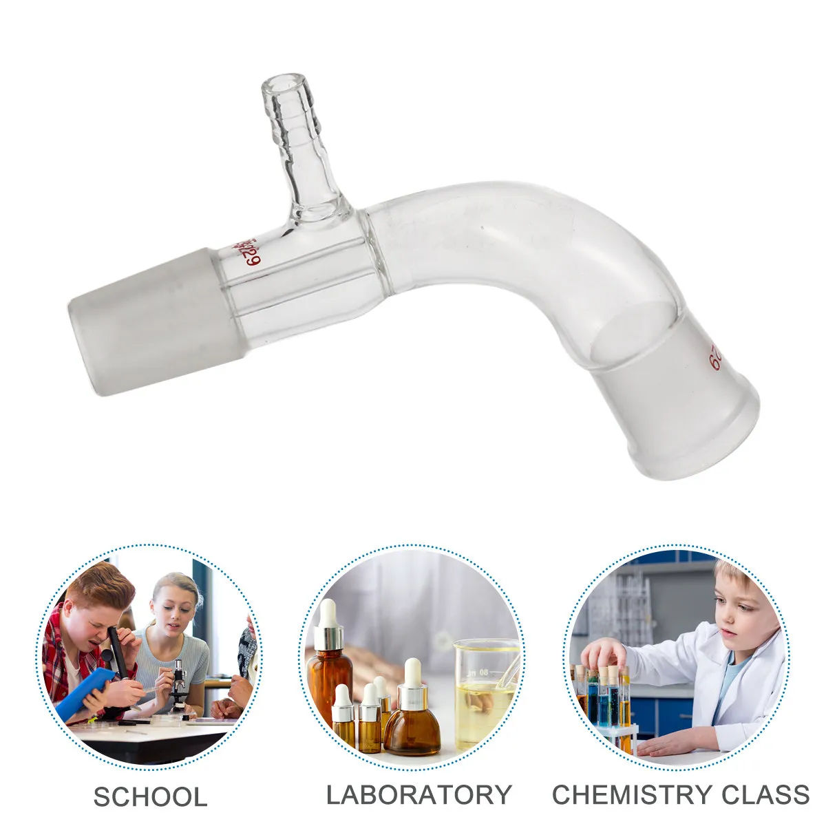 Distillation Connecting Tube Glass Distillation Pipe Transparent Borosilicate Lab Teaching Instrument for Chemistry Class