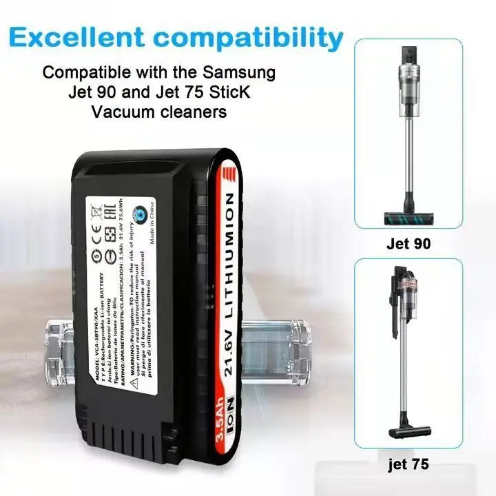 QULE VCA-SBT90 Battery For Samsung JET75 JET90 JET90E VS9000 Vacuum Cleaner