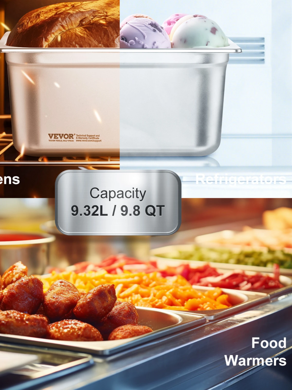 SucceBuy 4 "6" poĂȘle de Table Ă vapeur profonde 1/2 taille poĂȘles d'hĂŽtel pour les frottements rĂ©cipient alimentaire en acier inoxydable 201 pour la cuisson au barbecue de fĂȘte