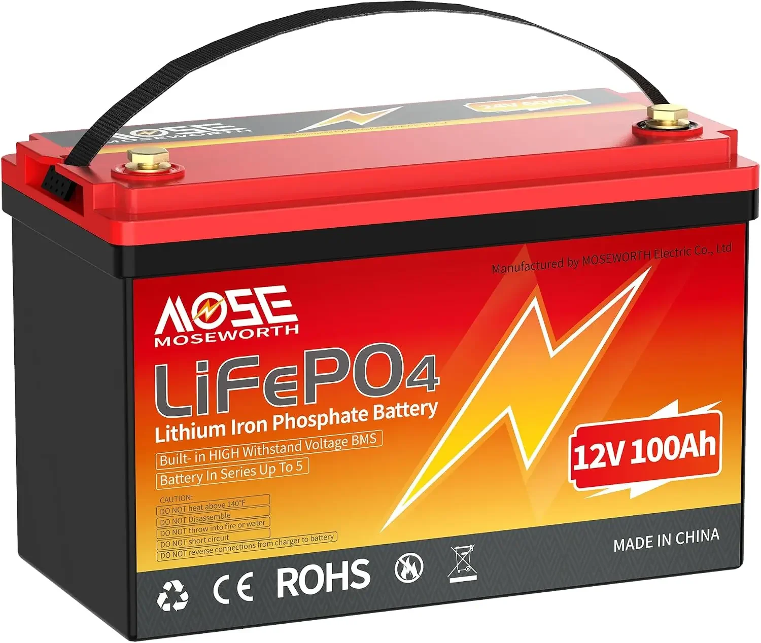 Bestselling12V 100Ah LiFePO4 Lithium Battery - Built-in 100A BMS, Low-Temp Protection,15000+ Cycles -Grade A Lithium Iron Phosph