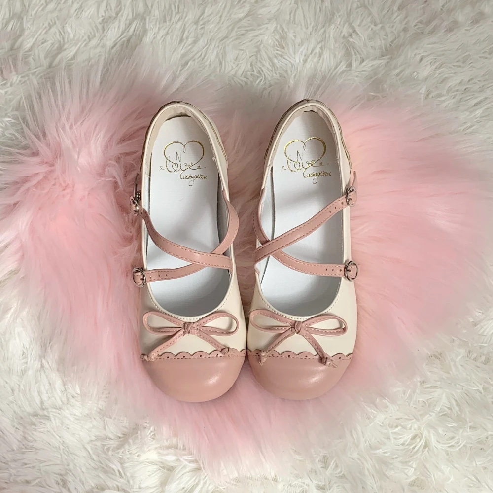 

Lolita Shoes for Women Platform JK Uniform Mary Jane Shoes Sweet Round Toe Cute Casual Low Flats Pumps Japanese Original