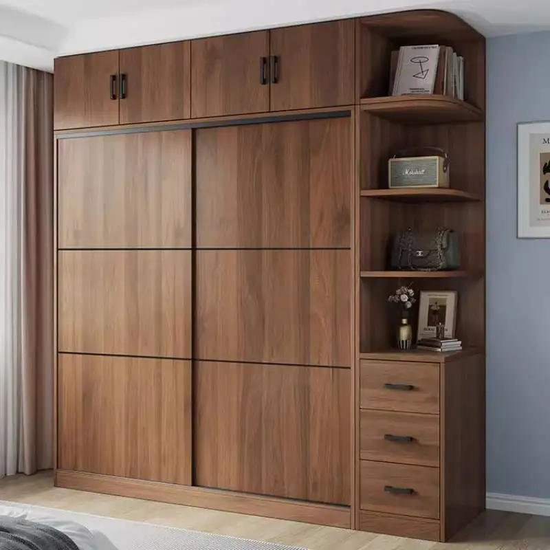 

Brown Modern Wardrobes Closet Wooden Hanging Rod Door Saving Wardrobes Storage Drawers Tall Guarda Roupas Furniture For Home