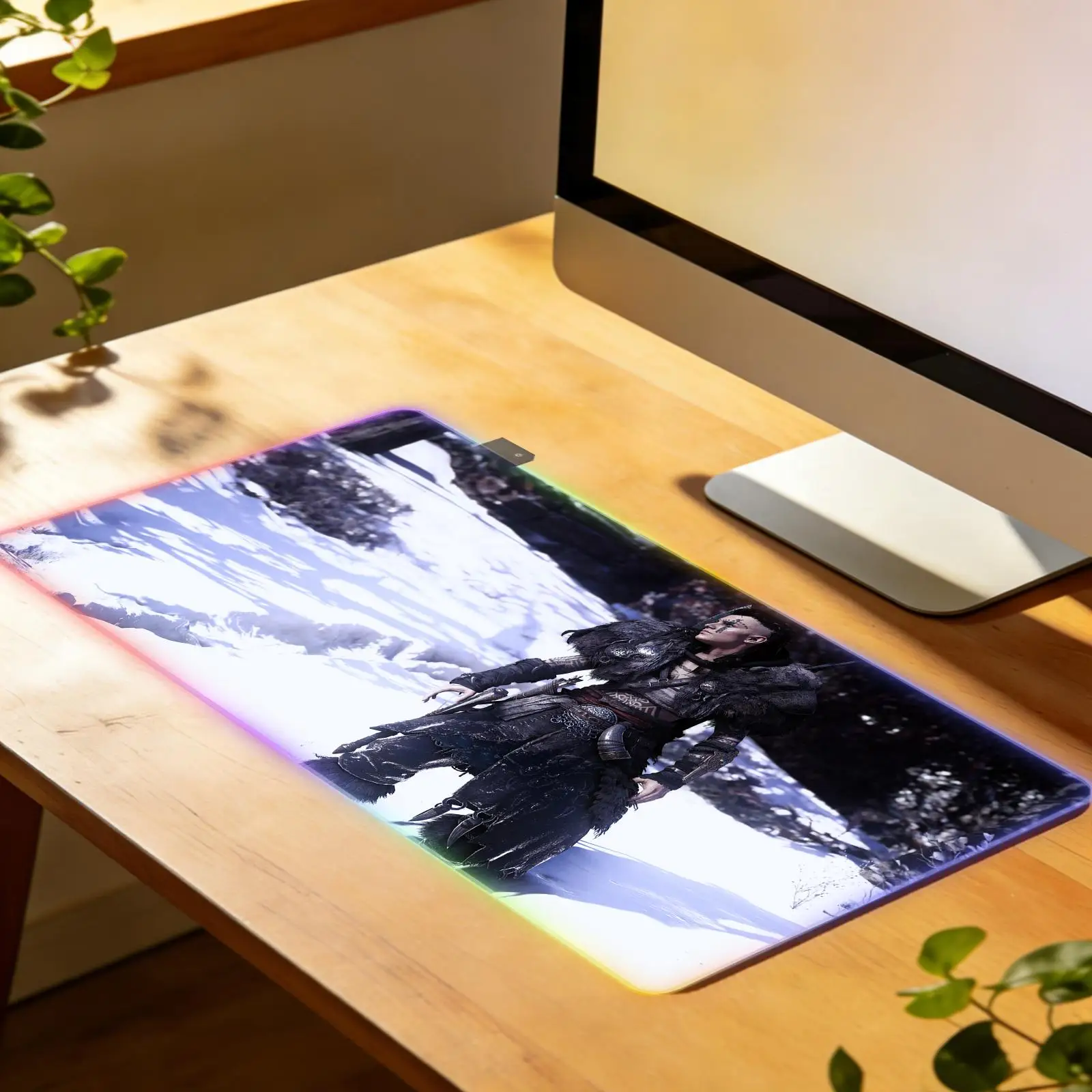

A-Assassin's Creed Valhalla New RGB Computer Home Mousepad XXL Desk Mats Natural Rubber Office Anti Slip Gaming Accessories pad