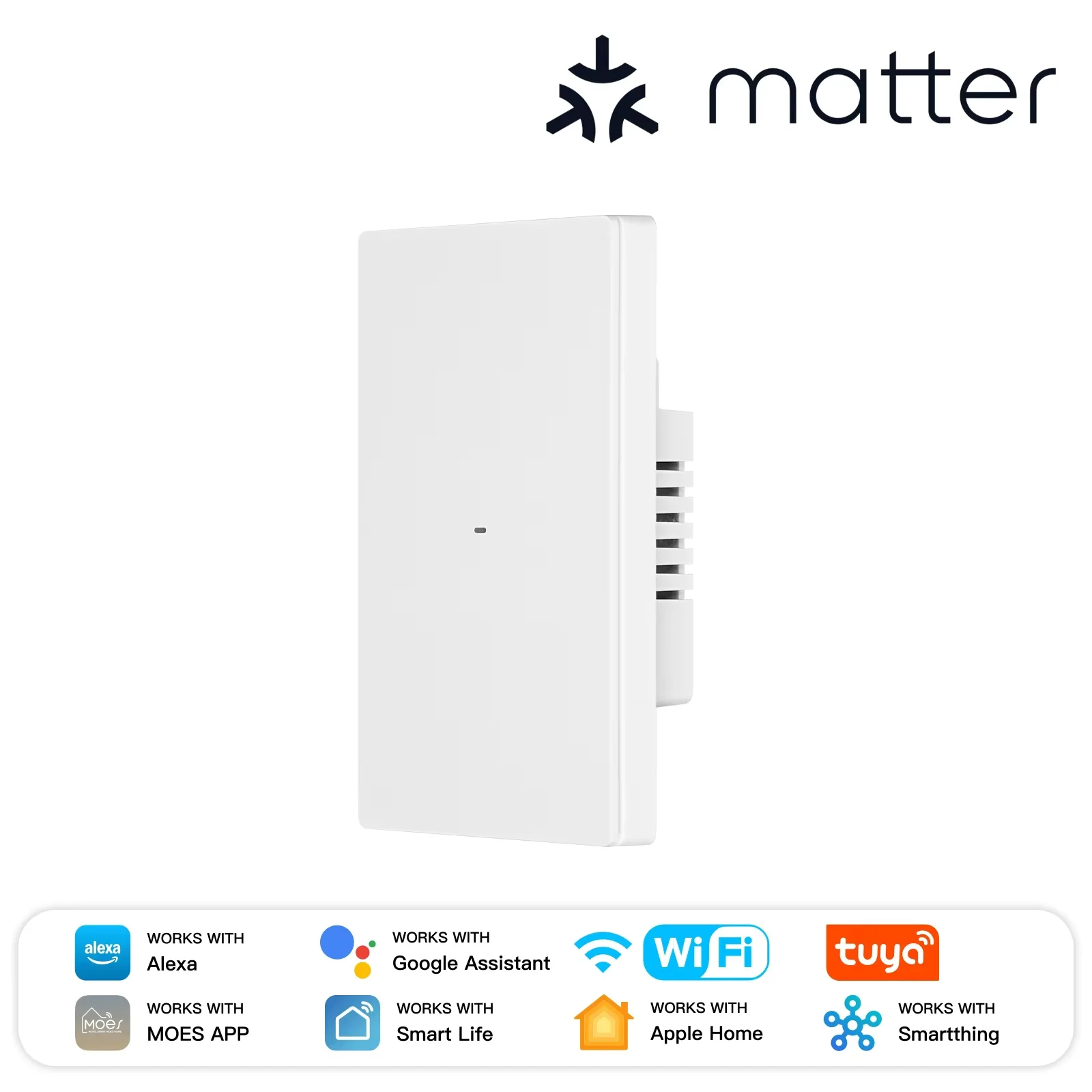 MOES Tuya Star Grand Series Matter WiFi Smart Light Switch 10A Neutral nodig. Werkt met Alexa, Google, Apple HomeKit, SmartThings.
