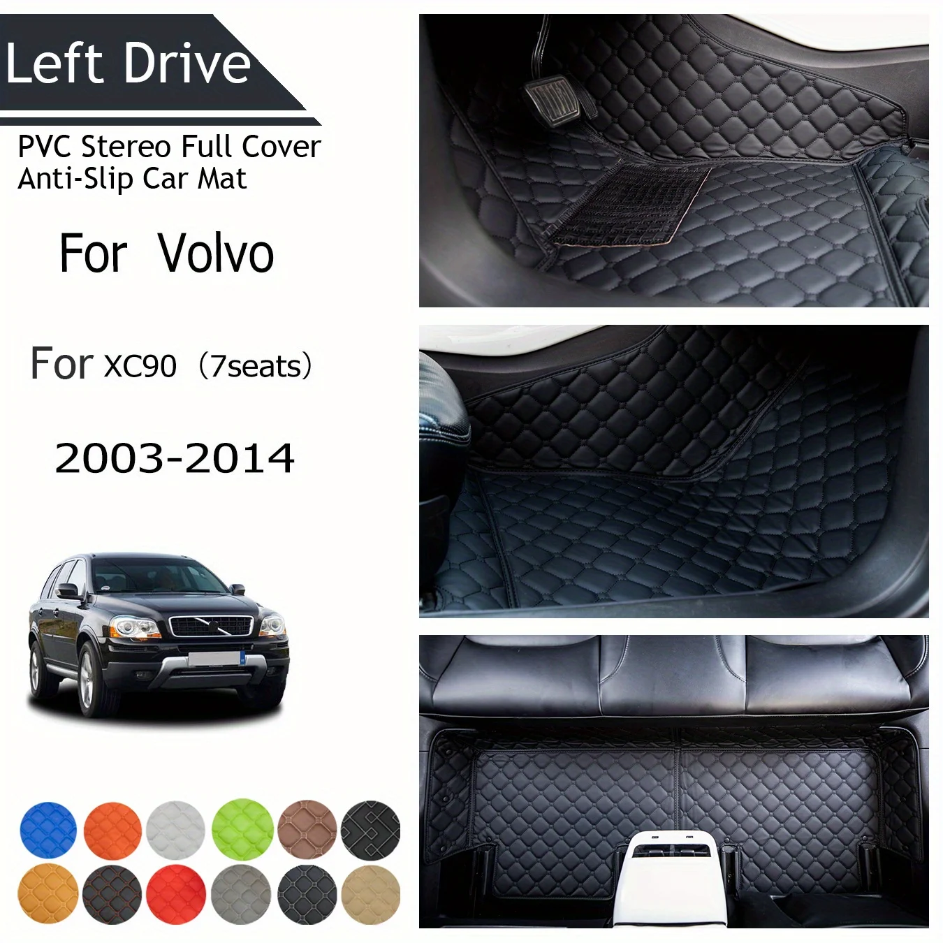 

【LHD】For Volvo For XC90（7seats） 2003-2014 Three Layer PVC Stereo Full Cover Anti-Slip Car Mat Car Floor Mats Car Accessories