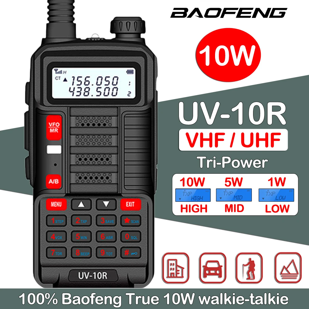 Baufeng 2022 UV 10R 10W Mountain Village walkie talkie 50km Better Than UV82 plus UV 9R plus frequency Two Way Radio comunicador