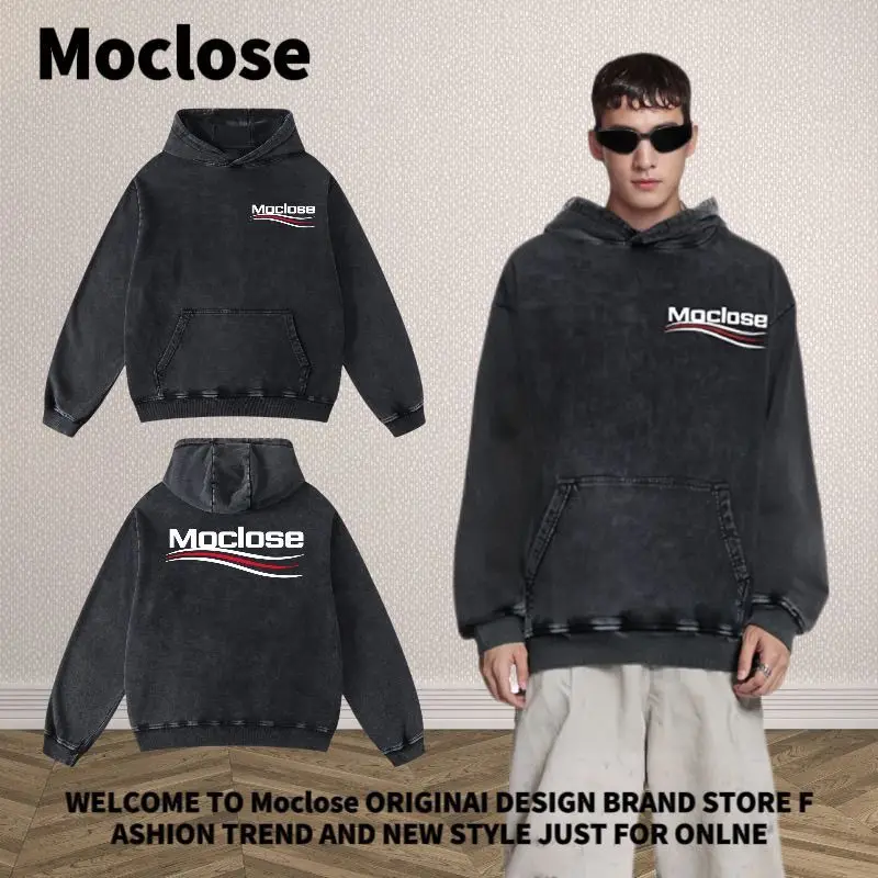 Moclose Fashion Paris Style Coke Letters Autumn and Winter Loose Old Washed Men's and Women's Pure Cotton Hooded Sweater