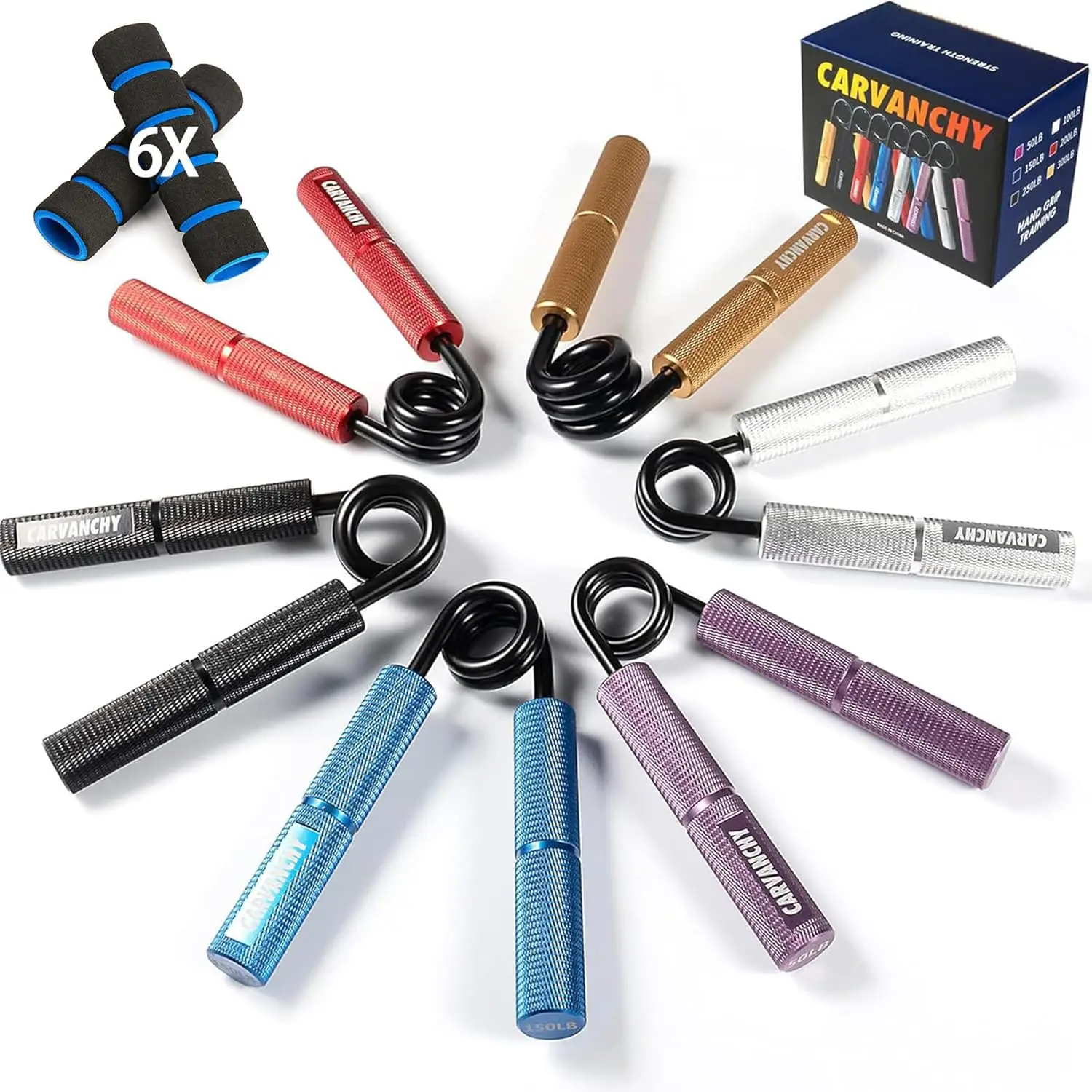 

Набор регулируемых эспандеров для рук, 6 уровней сопротивления для тренировки предплечий и запястий, прочная металлическая конструкция