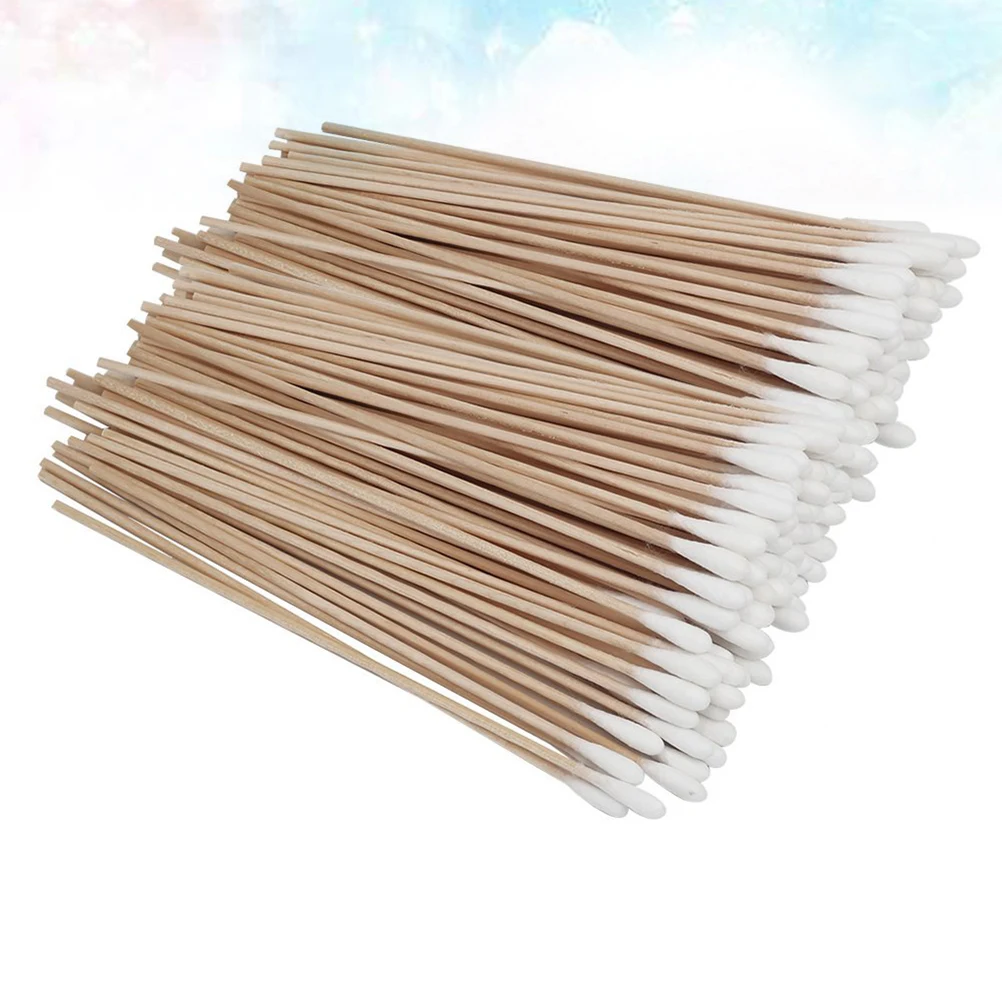

500Pcs Long Handle Cotton Swabs Hygienic Wood Material Safe Use Cleaning Precious Stones Precision Instruments Sturdy Stick