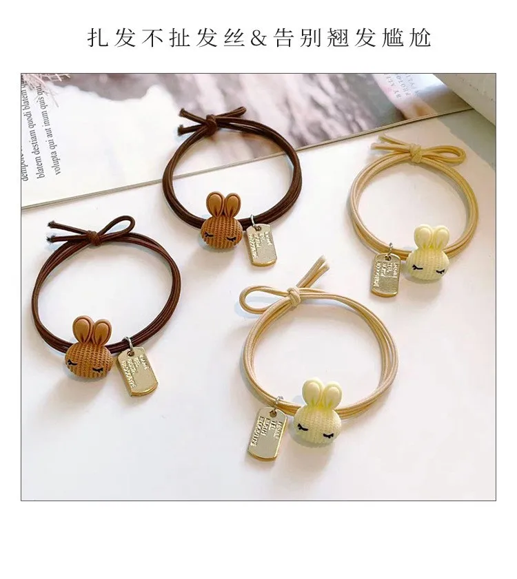 Semplice moda Flash Drill Head Rope New Cute Rabbit Hair Circle Head Rope Girl Hair Pearl Head Rope all'ingrosso