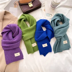 Korean Women Cashmere Scarves Lady Winter Thicken Warm Soft Pashmina Shawls Wraps Female Pure Color Knitted Long Scarf for Women