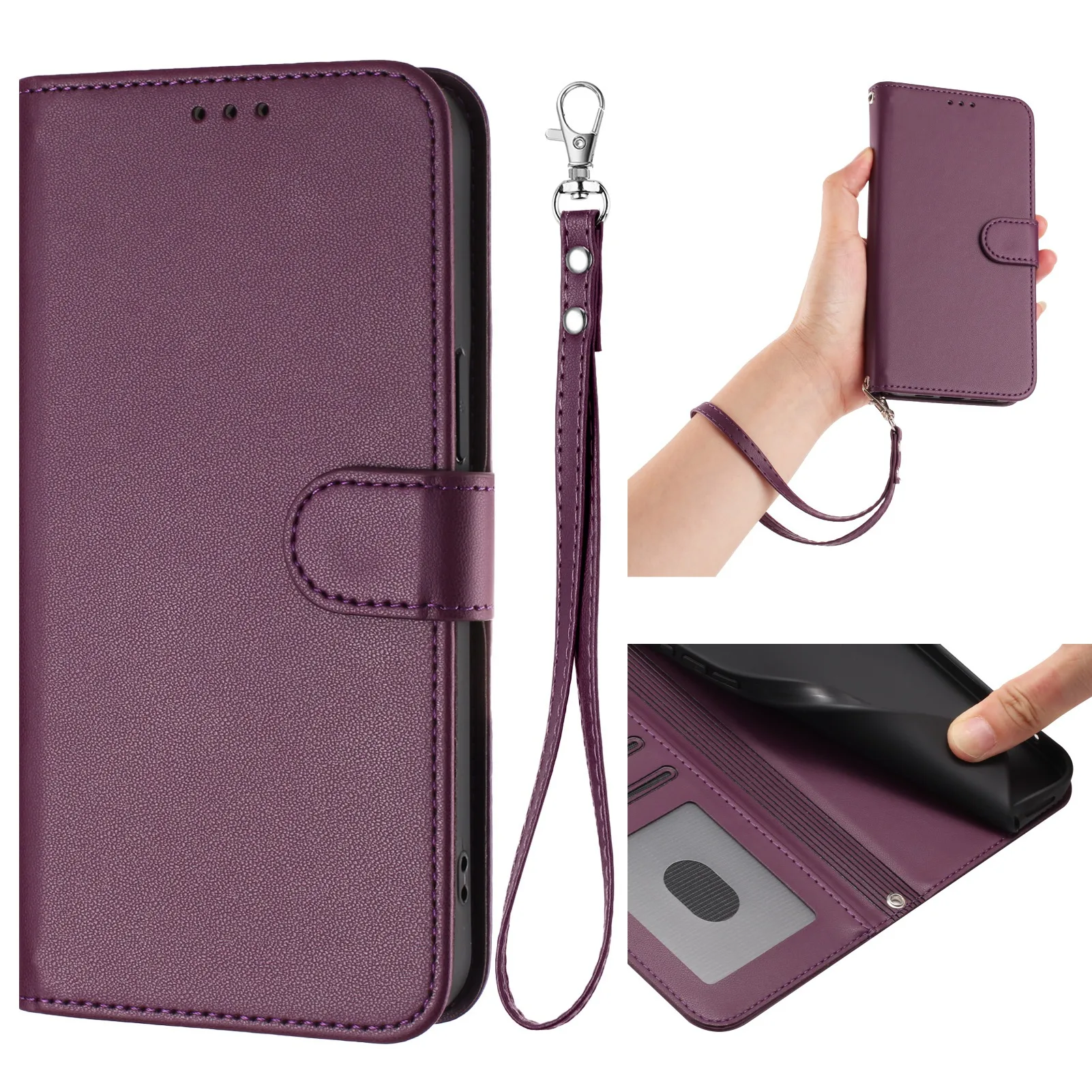 Leather Flip Wallet Case For Samsung Galaxy J7 J3 Pro J6 J4 Plus J5 F62 F54 F42 F34 F23 F16 F14 F06 F05 F04 Protective Cover view 4