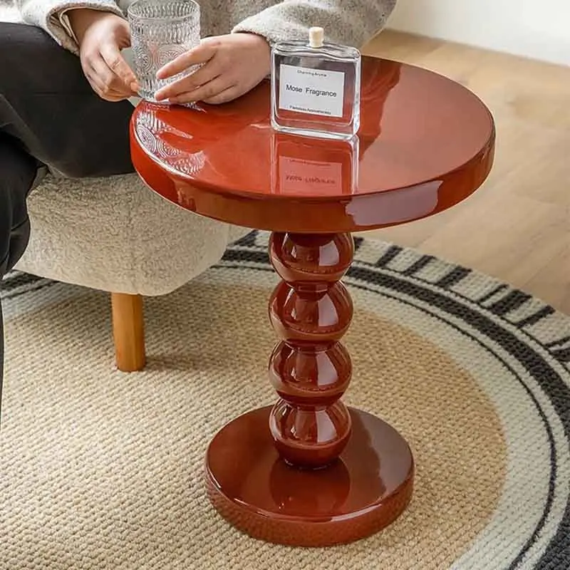 

Nordic Furniture Solid Wood Lacquer Coffee Table Retro Round Tea Table Living Room Sofa Side Table Storage Rack Home Accessories