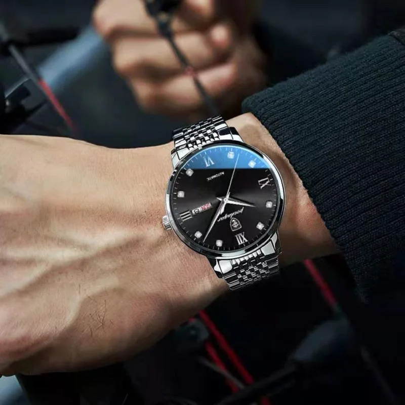 POEDAGAR-Reloj de pulsera de cuarzo para hombre, cronógrafo de acero inoxidable, resistente al agua, marca de lujo, deportivo, luminoso, a la moda,