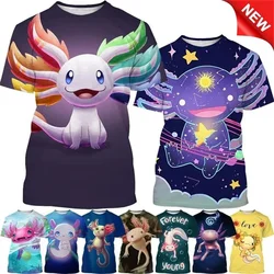 Hot Sale New Axolotl 3D Printed T-shirt Personality Animal Unisex Comfortable Round Neck Print Streetwear Tops Men Women Tees