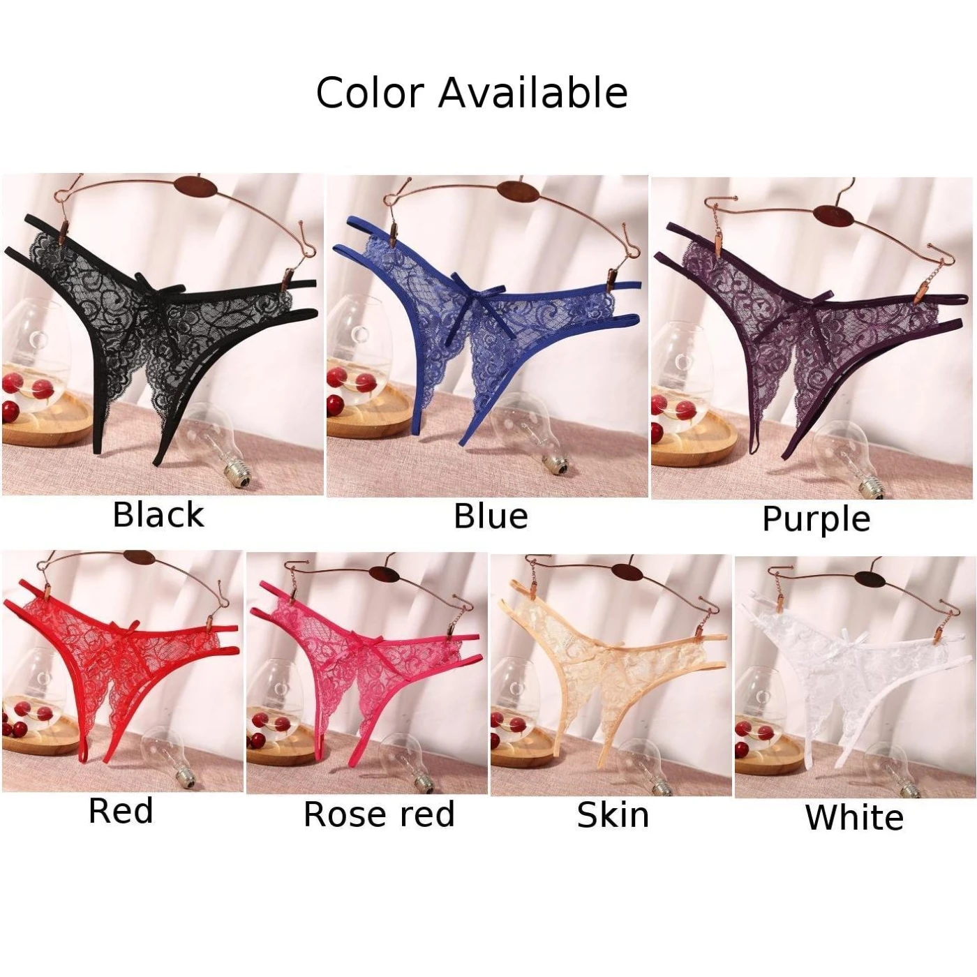 ชุดชั้นใน กางเกงชั้นใน กางเกงใน จีสตริง แบบเปิดเป้า สำหรับใส่ทุกวัน กางเกงในลูกไม้ ซีทรู สีพื้น สินค้าขายดีประจำวัน