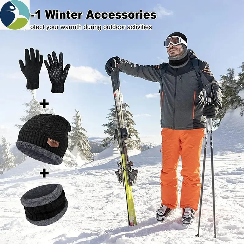 

Winter Beanie Ski Hiking Hat for Men Fleece Scarf Women Knitted Hat Warm Caps Thick Wool Neck Warmer Scarf Mask Skullies Beanies