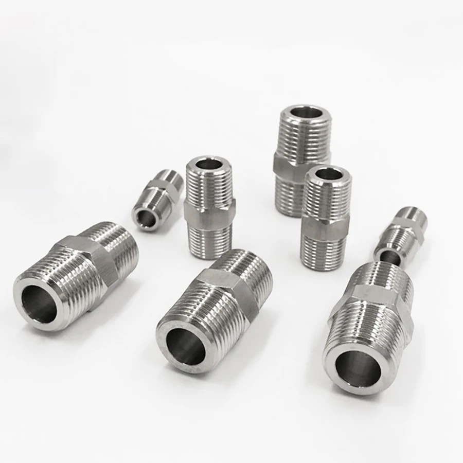 High Pressure 1/8" 1/4" 3/8" 1/2" BSPT NPT M20*1.5 Male Equal Redcuer Hex Nipple 304 Stainless Steel Connector Water Gas Propane