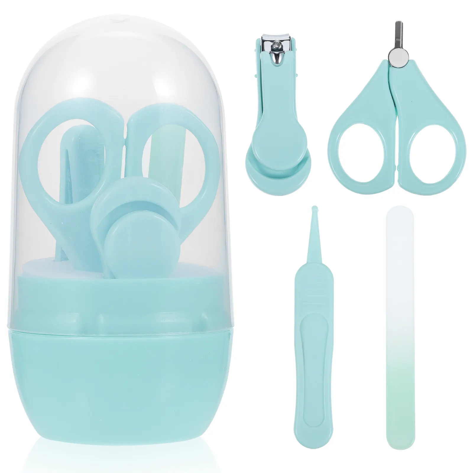 1セットベビーグルーミングネイルクリッパーキット新生児用安全人間工学に基づいたポータブル収納ケースベビーマニキュアトリマー必需品