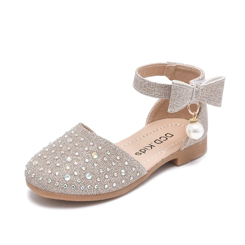 Girls Leather Shoes Children Flats Princess 2023 Spring Summer Brand New Kids Dress Shoes for Wedding Party Bling Glitter 21-35