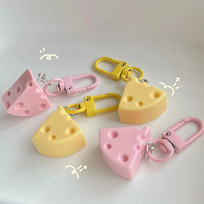 1PC Lovely Dripping Cheese Pendant Keychain Cute Simulation Cheese Keyring Backpack Pendant For Girls Kids Party Favor