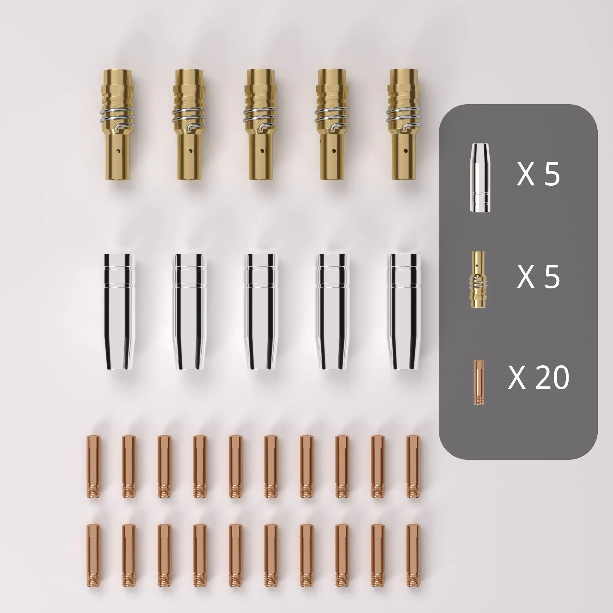 30Pcs 15AK Welding Torch Consumables 0.8mm 1.0mm MIG Torch Gas Nozzle Tip Holder of 15AK 14AK MIG MAG Welding Torch