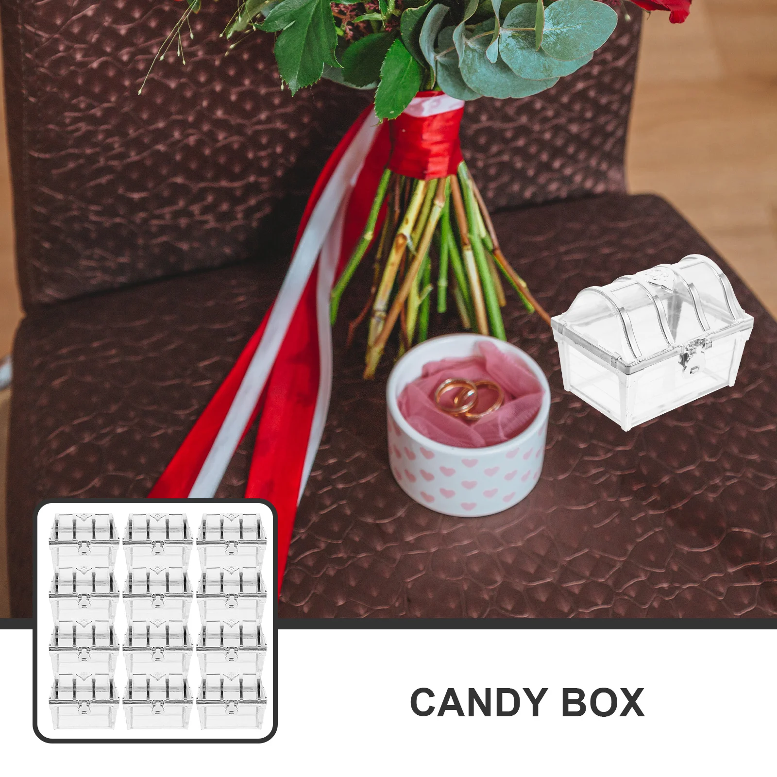 

12Pcs Wedding Candy Box Small Treasure Chest Chocolates Sweets Packaging Unique Design Suitable Multiple Occasions Elegant