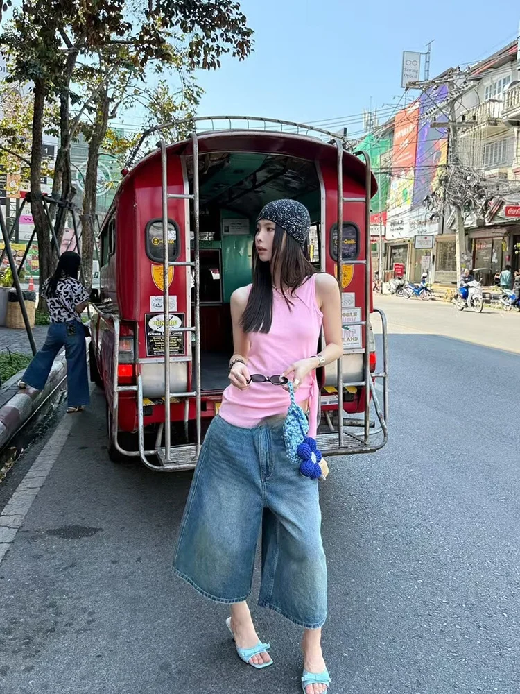 

High Waist Wide Leg Jeans Women's Loose Fit Slimming Denim Pants Early Spring New Style Retro Wash Cotton Straight Leg Trousers