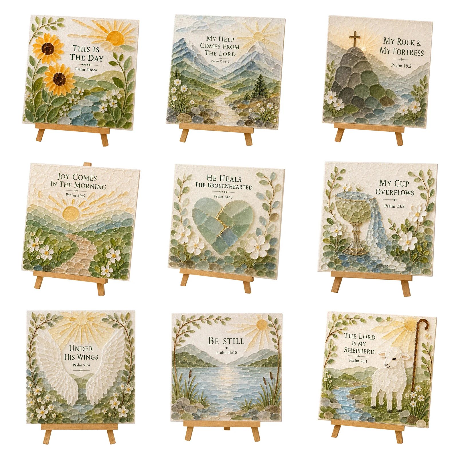Sea Glass Art Kit for Adults Christian DIY Mosaic Craft Kit with Psalms of Comfort and Strength Design Bible Verse Wall Decor