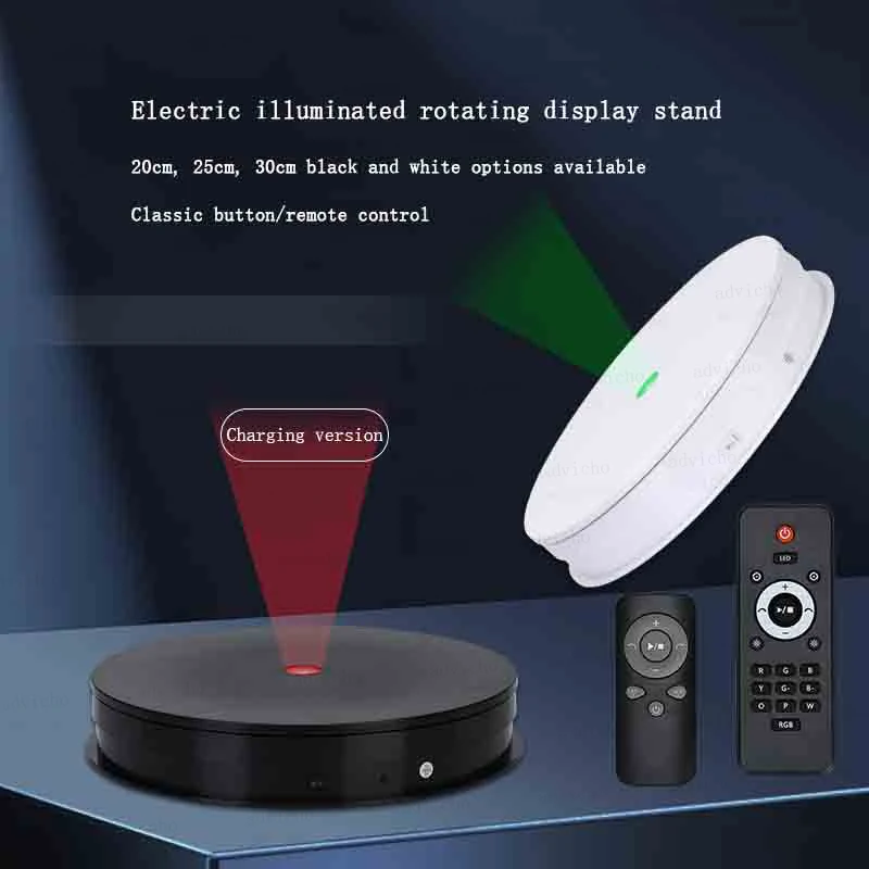 Charging Remote Control Electric Luminous Turntable RGB Colorful Jewelry Action Figures Rotating Base Rotary Table Display Stand