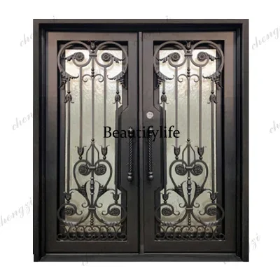 Y136  Customization High Quality Double Iron Doors Iron Safety Door Design Exterior Iron French Doors