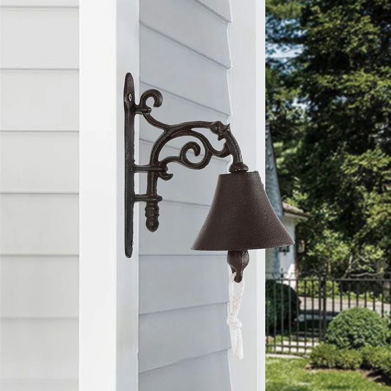 Outdoor Dinner Bell, Large Cast Iron Wall Mounted Metal Door Bell