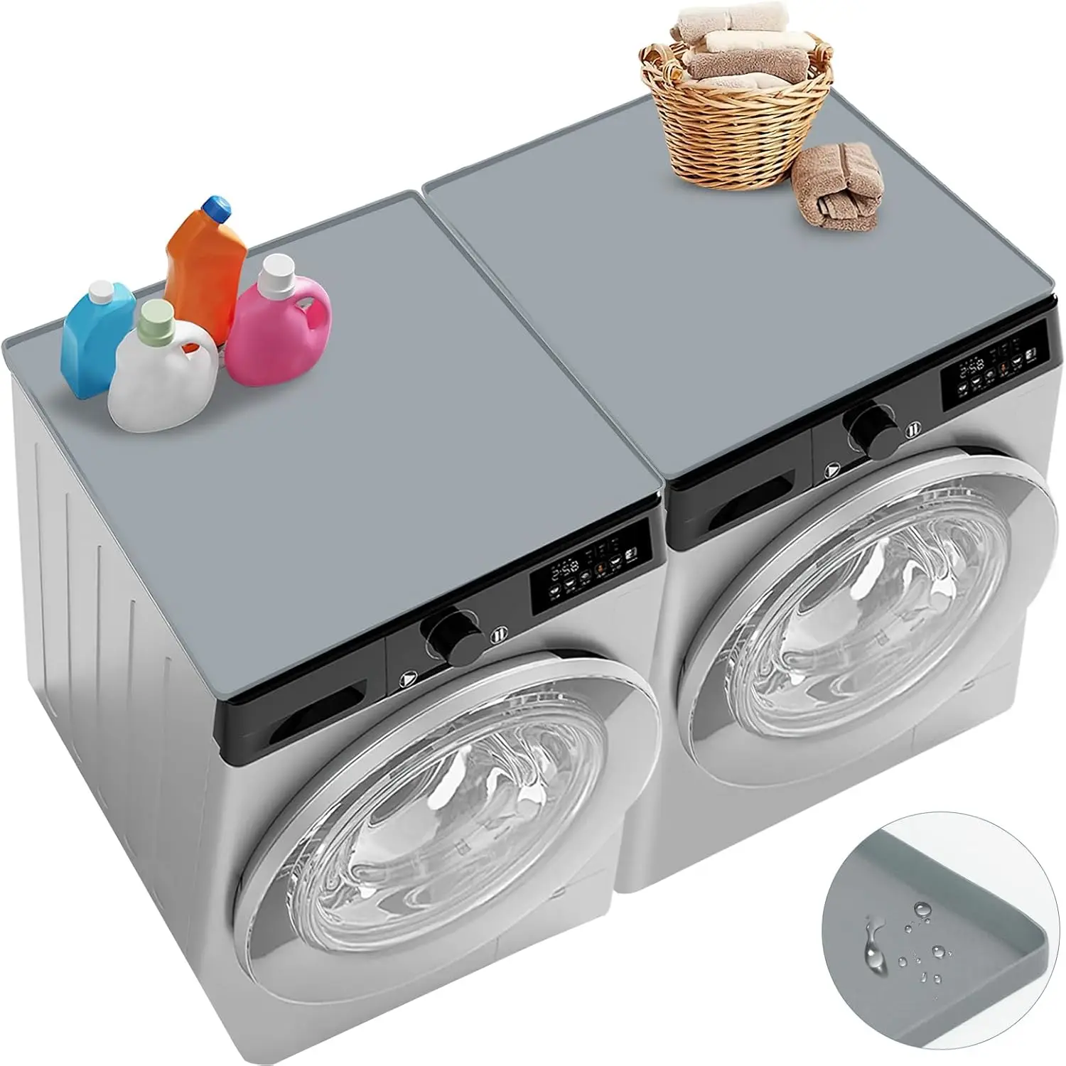 

Набор из 2-х противоскользящих силиконовых защитных ковриков для стиральных и сушильных машин, 27''x27'', прочные покрытия для бытовой техники на кухню и в прачечную