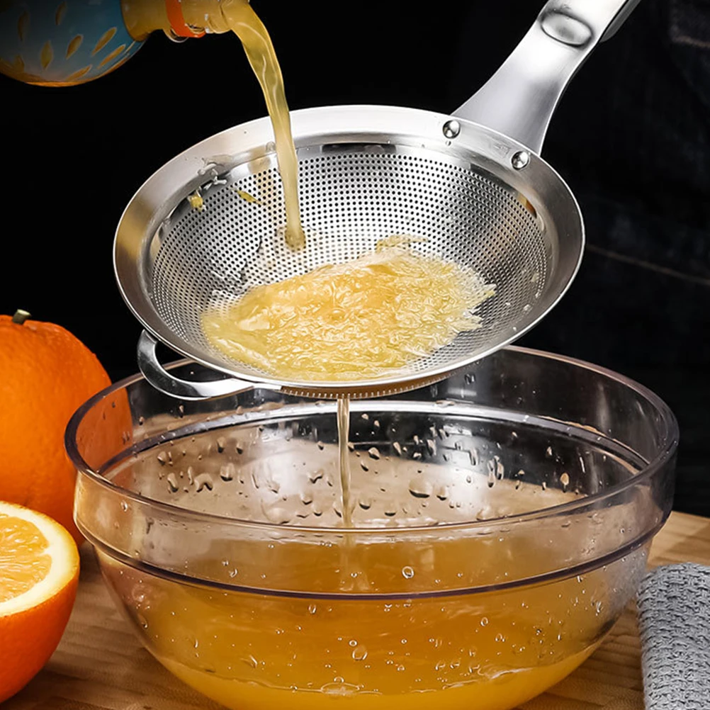 Stainless Steel Colander Fine Mesh Strainer Spoon Flour Sieve Handheld with Handle Metal Juice Filter
