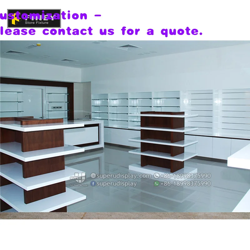 

Деревянный стеллаж для аптеки, дизайн интерьера медицинского магазина, стенд для демонстрации товаров из МДФ