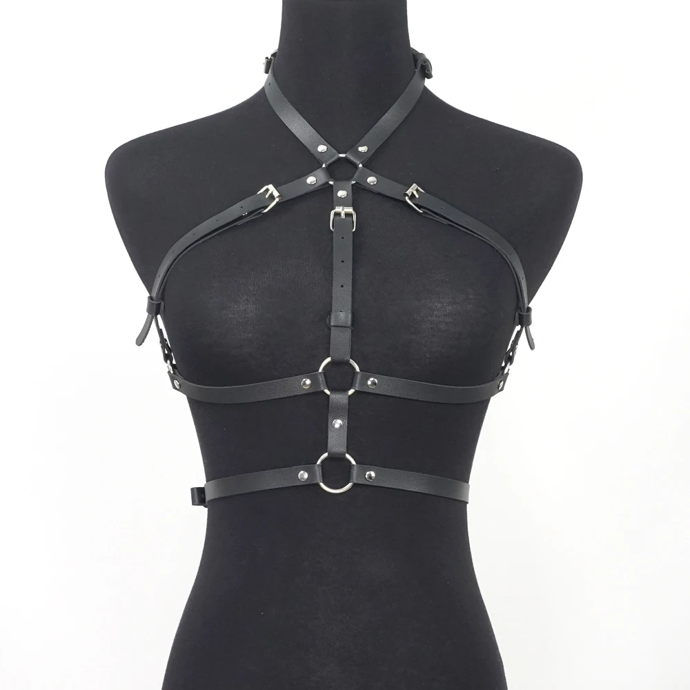 Fashion Leather Harness belt Chest Harness Corset Women Leather Lingeire Gothic Fetish Clothing Punk Festival Rave Outfit