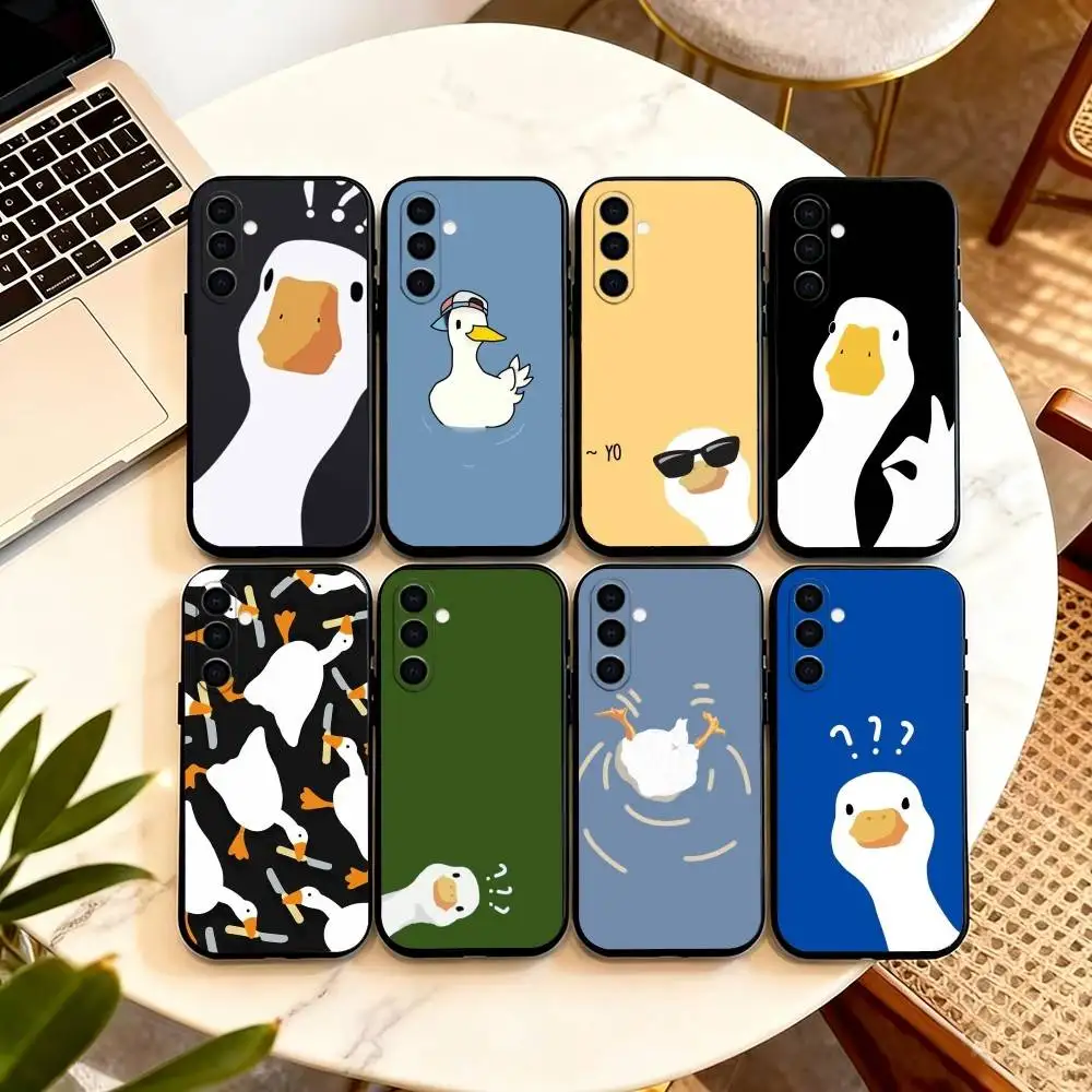 Cartoon Duck  Phone Case For Samsung Galaxy A73,A72,A71,A70,A53,A52,A51,Soft Silicone Black Cover
