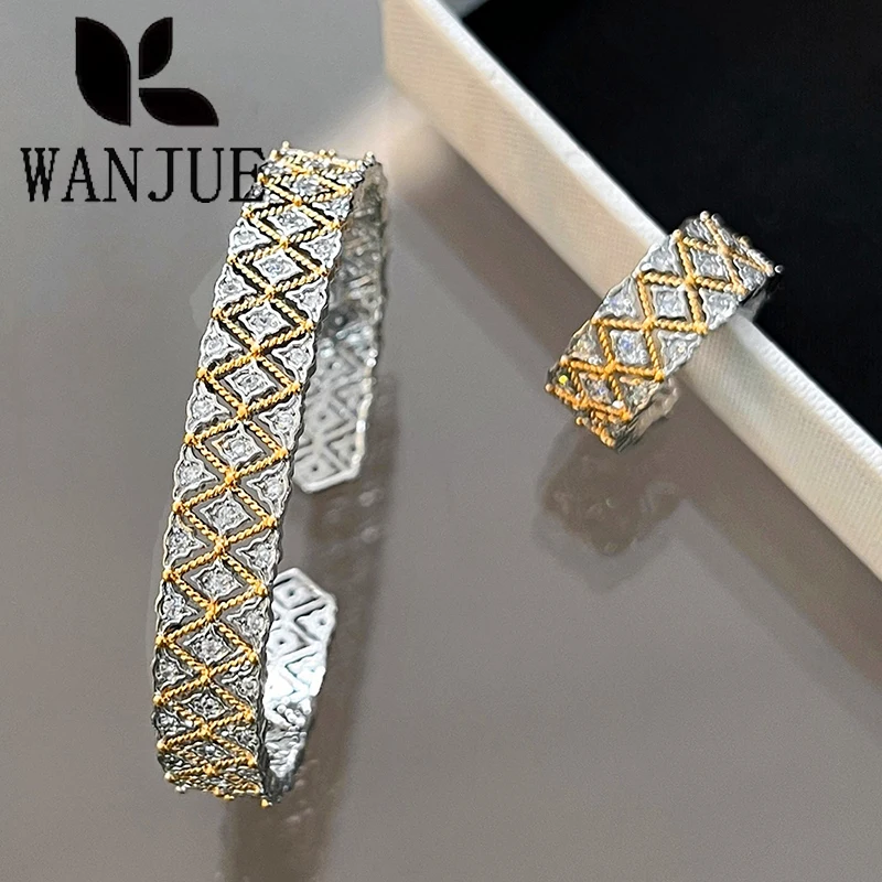 Hot sale women's fashion jewelry brushed craft woven pattern carved gold bracelet high-end palace style light luxury party gift