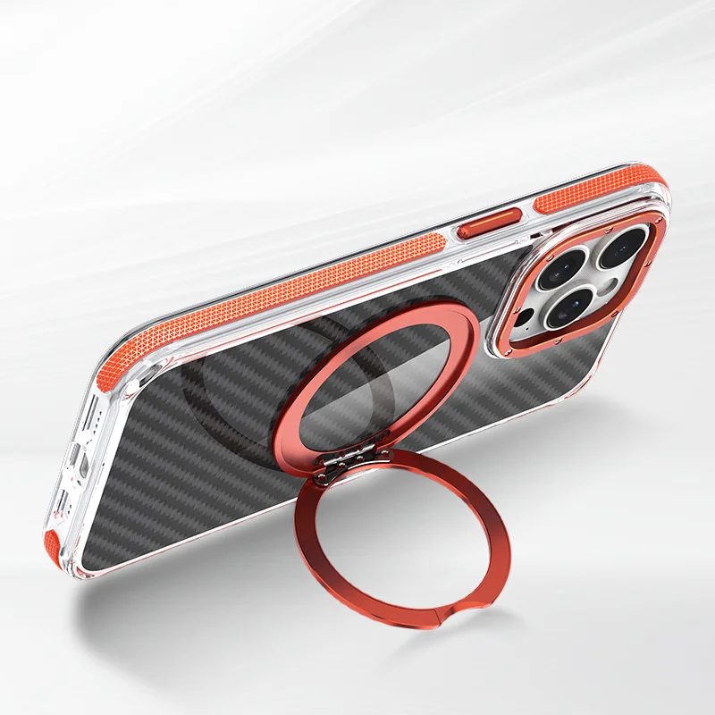 

Luxury Dual Color Carbon Fiber Magnetic Phone Case For iPhone 15 14 Plus 13 12 Pro Max 360 Stand Shockproof Back Cover