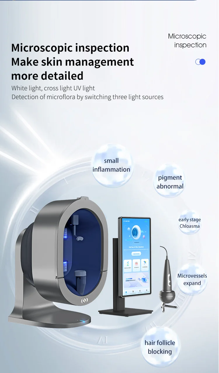 

The upgraded X5 3D AI skin image analyzer high-resolution pixels whole face scanning multispectral scalp moisture detection