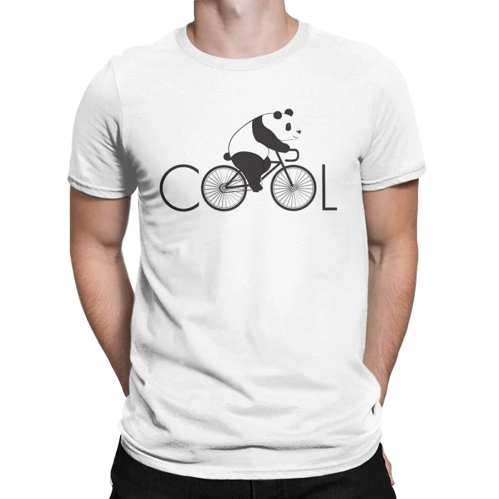 

Cool Panda Bike T-shirt Chinese cartoon cute animal casual T-shirt Street loose fashion everyday men's and women's clothes