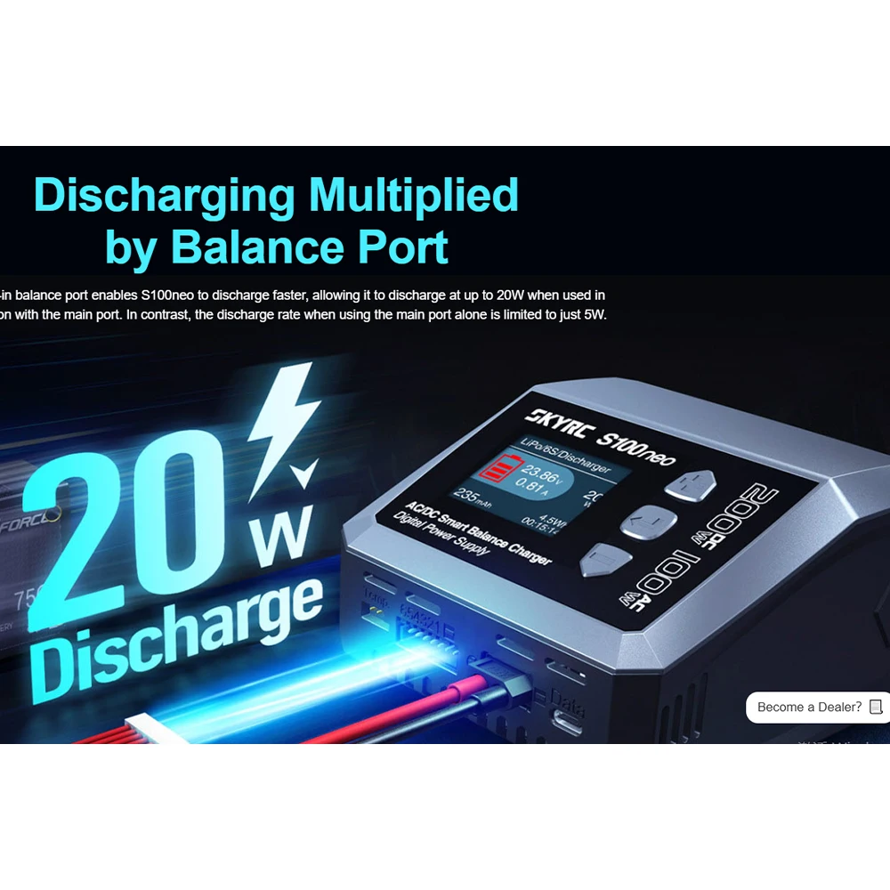 ใหม่ SKYRC S100neo BALANCE Charger AC100W DC200W 12A สมาร์ท LiPo แบตเตอรี่ RC Charger Discharger สําหรับ LiPo/Li-Ion/Life/NiMH/NiCd/Pb