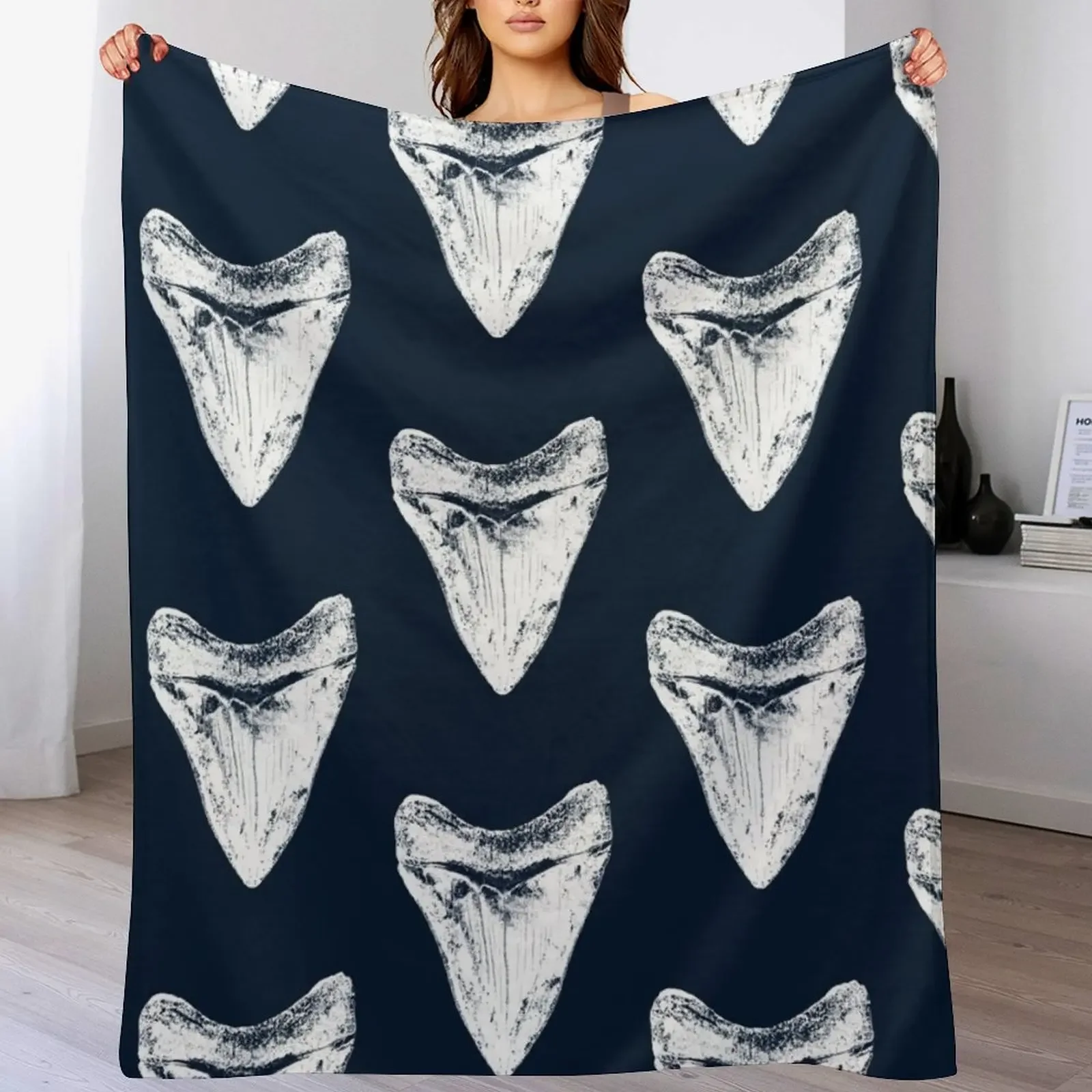 

Megalodon Shark Tooth Throw Blanket Furrys valentine gift ideas Thermal Extra Large Throw Blankets