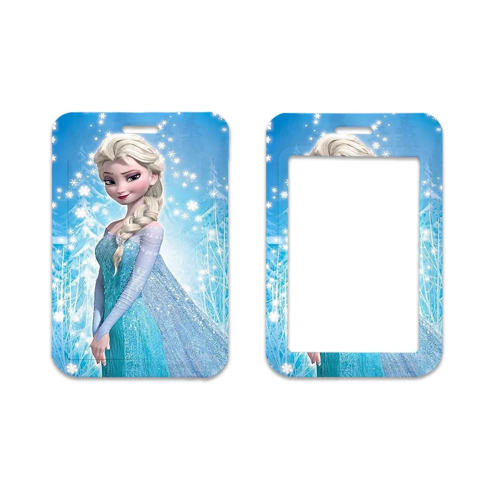 Disney Princess Elsa ID Card Holder lanyards Cartoon Card Case ID Badge Holders Business Retractable Clip Keychain