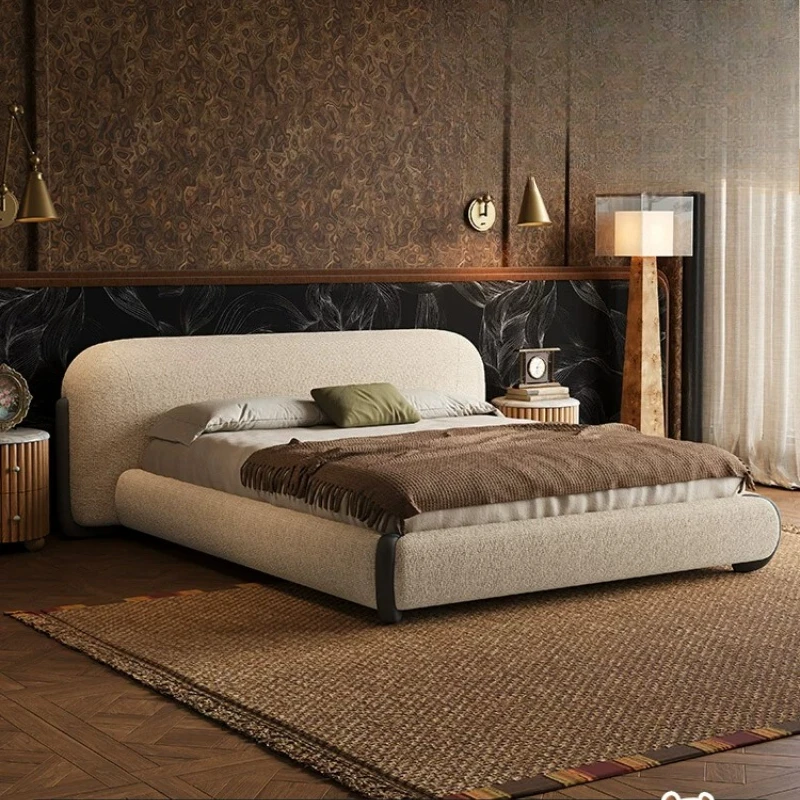 Oriental fabric master bedroom bed 2026 villa haute couture soft bed 1.8 meters double soft bed