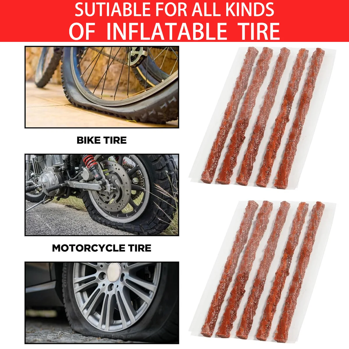 Car Tire Repair Rubber Strip Repair Kit Tire Rubber Sealing Patch For Car And Motorcycle Tire Blowout Repair Rubber 10/20PCS image 3