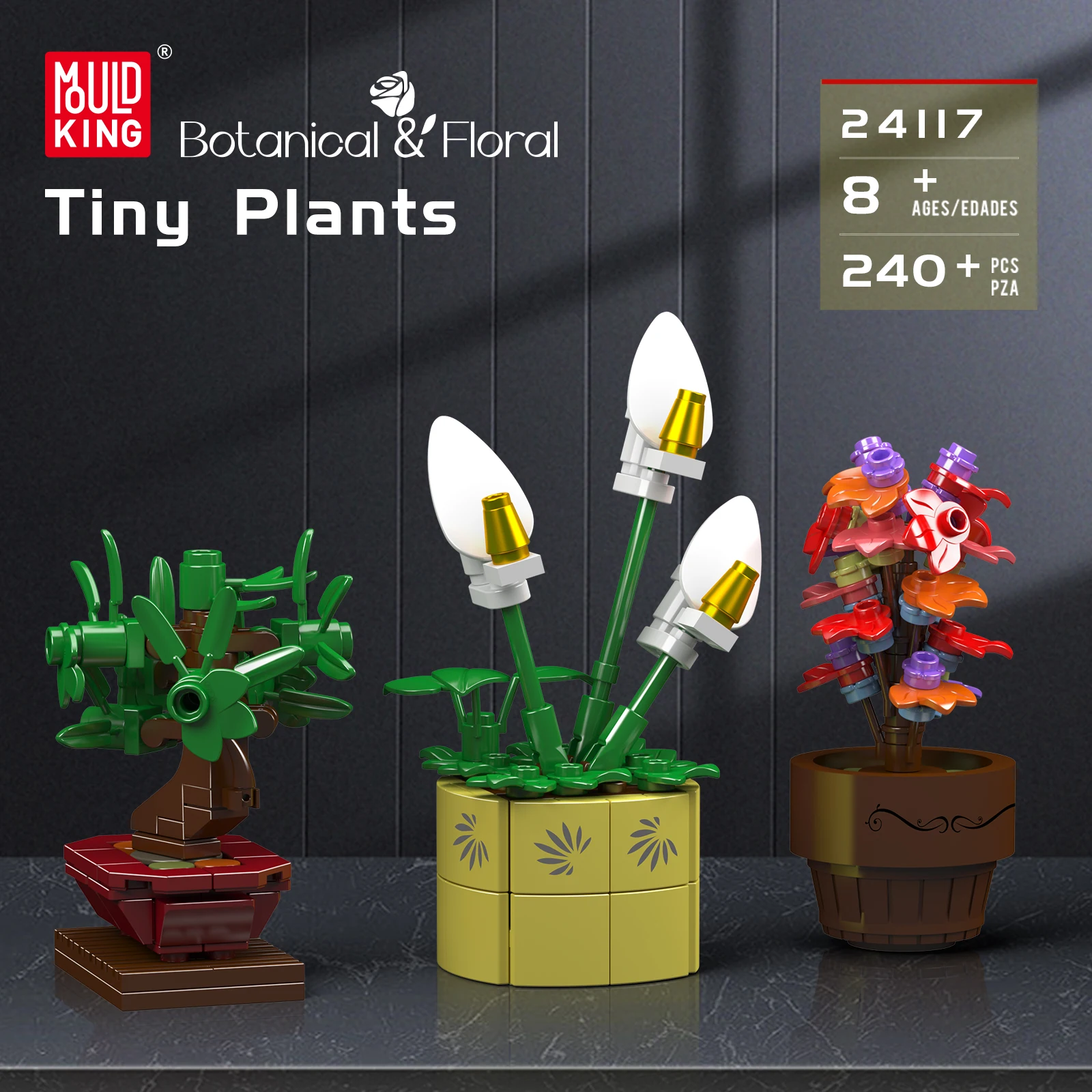 Mould King Potted Plant Building Block Set Creative Home Decor Small Granule Assembly Educational Toy for Holiday Kids Gift