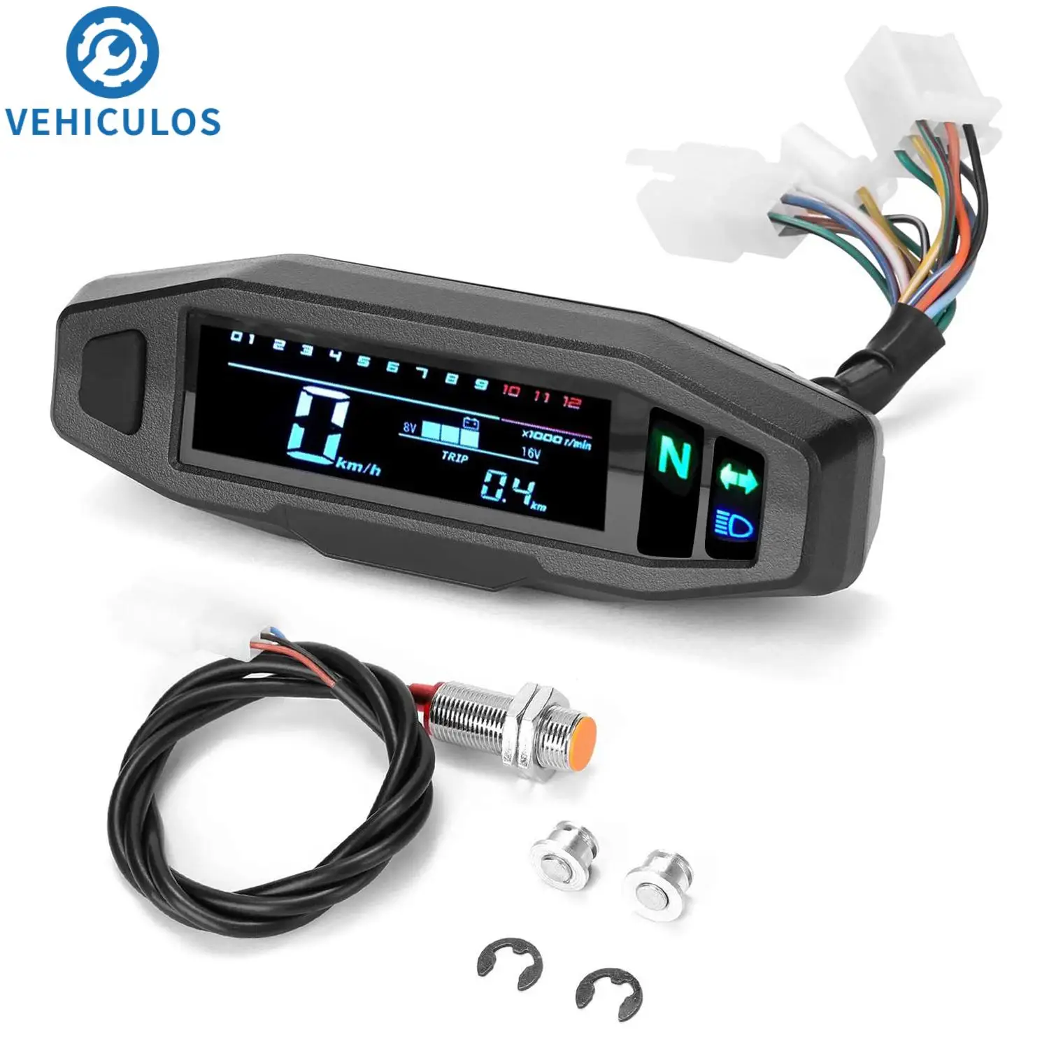 

Universal Motorcycle Speedometer Odometer Tachometer RPM Fuel Meter Backlit LCD Digital Electric Injection Carburetor Meter